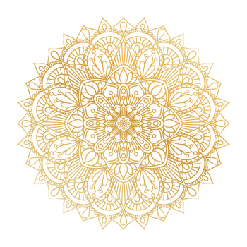 Vector golden contour Mandala ornament. Vintage decorative elements. Oriental round pattern. Islam, Arabic, Indian, turkish, pakistan, chinese, ottoman motifs. Hand drawn floral background.