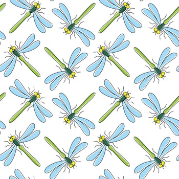 Dragonfly vector seamless pattern for textile design, wallpaper, wrapping paper 
