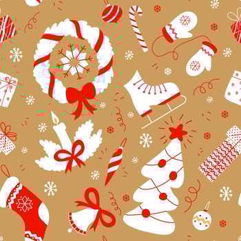 Seamless pattern with christmas elements. Vector New year background.