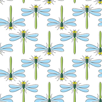 Dragonfly vector seamless pattern for textile design, wallpaper, wrapping paper 