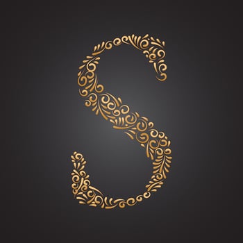Floral Golden Ornamental Letter S vector