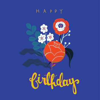 Flower meadow  background colourful vector Happy Birthday