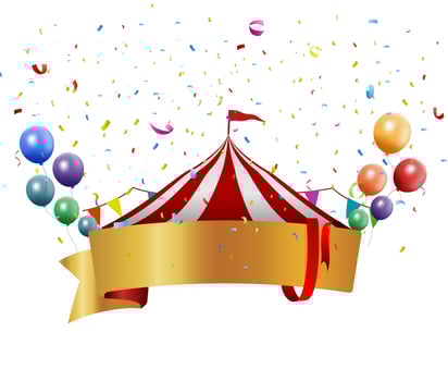 Birthday design with balloon and confetti vector