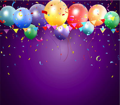 Birthday design with balloon and confetti vector