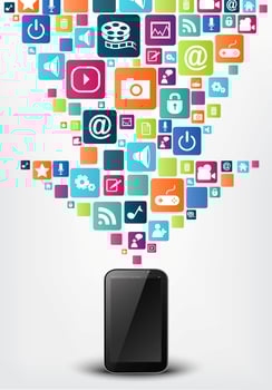 Smartphone apps icon concept background vector