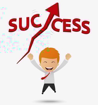 Happy businessman get success vector