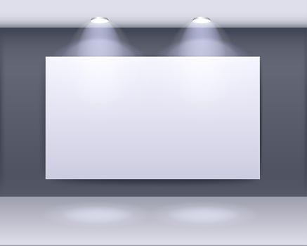 art gallery frame design with spotlights vector