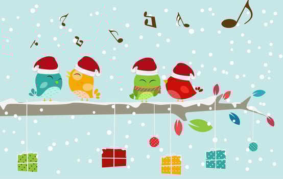 Birds singing on the branch vector