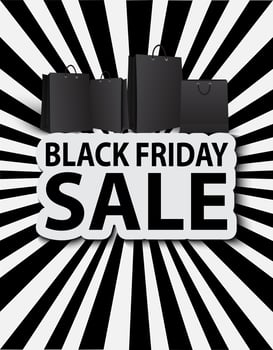 Black friday sale with shopping bags. Poster sale vector