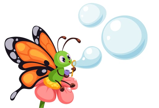 Beautiful butterfly blowing bubbles vector