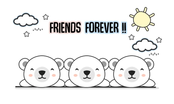 Friends forever polar bears vector illustration