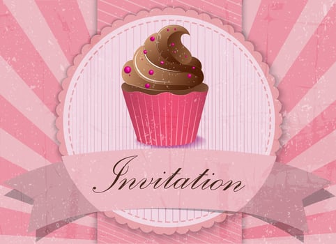 vintage cupcake background vector