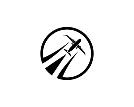 Aircraft, airplane, airline logo label. Journey, air travel, airliner symbol. Vector illustration