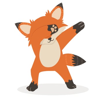 Fox Dub dancing sign cartoon vector