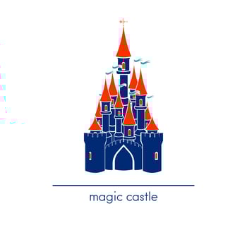 Castle Line art style. Amusement park icon. vector