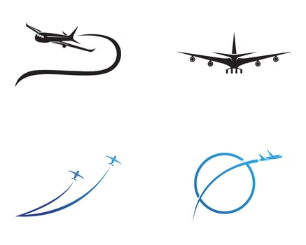 Aircraft, airplane, airline logo label. Journey, air travel, airliner symbol. Vector illustration