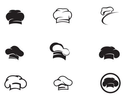 Chef hat logo and symbols black color vector icon