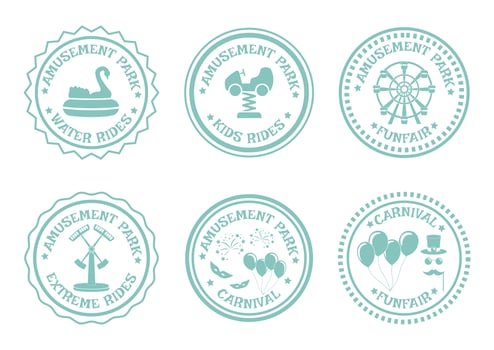 amusement park stamps vector