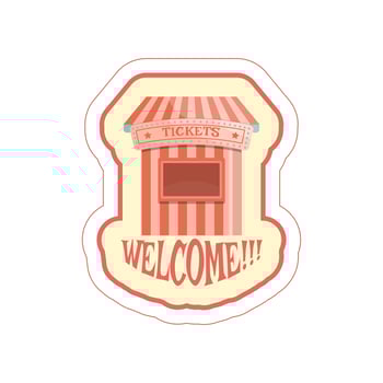 Sticker with cartoonticket window and text vector