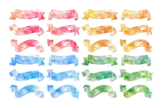 Hand Drawn Watercolor Ribbons  vector