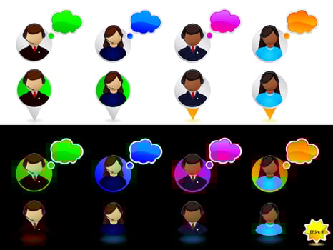 On-line support icons set vector