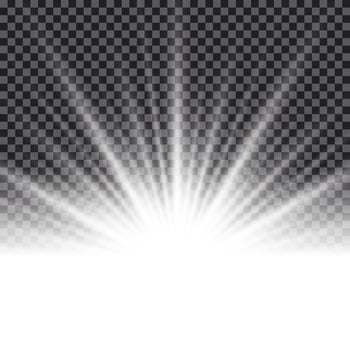 Lighting effect sunburst or sunbeams on transparent background. vector