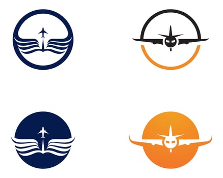 Airplane fly logo and symbols vector template 