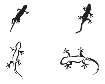 Lizard Chameleon Gecko Silhouette black vector black