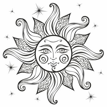 Sun. Vintage style. Astrology. Ethnic. Pagan. Boho Style. Coloring. Vector. vector