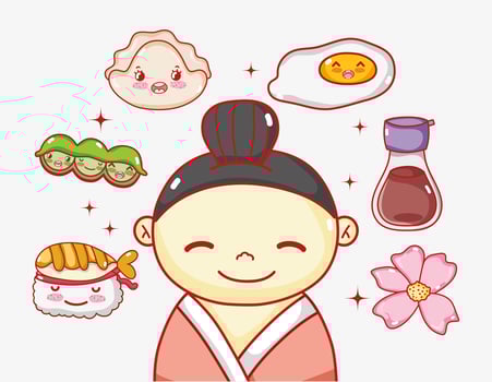 Japanese in love with food vector