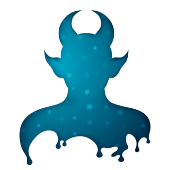 Paper illustration devil 0n the white background. vector