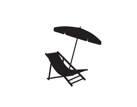 Deck chair umbrella summer beach holiday symbol icon. vector
