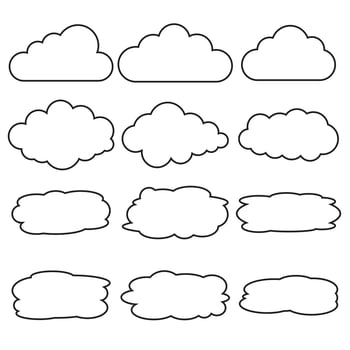 Vector set of different cloud line icons