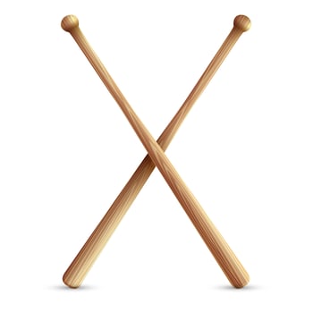 Two crossed wooden baseball bats vector