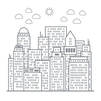 Modern Cityscape in Line art style vector