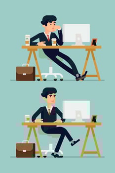 Office worker on duty managing daily tasks vector
