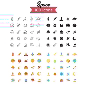 space icon set vector