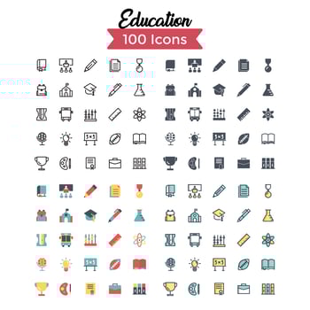 education icon set vector