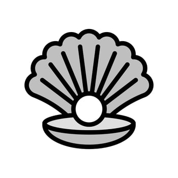 Seashell with pearl vector, tropical related filled style icon vector