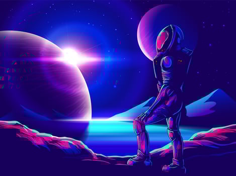 Space Exploration Art in Comic Style vector