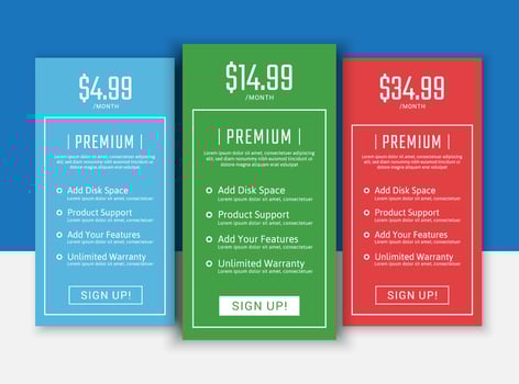 Pricing table list pack vector