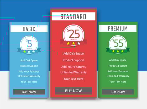 Pricing table list pack vector