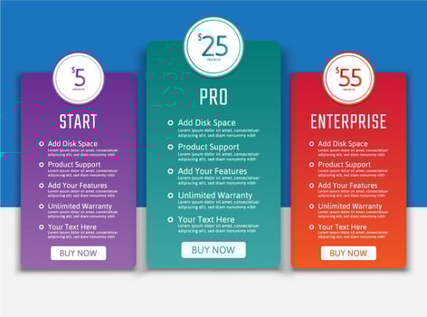Pricing table vector