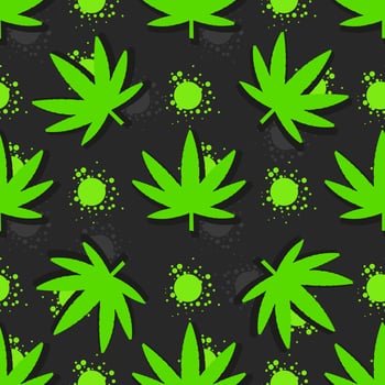 Marijuana leaves seamless pattern. Hand drawn illustration. vector