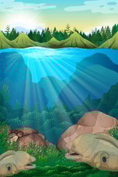 Sea monster swimming underwater vector