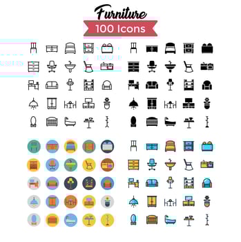 fueniture icon set vector