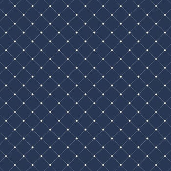 Dashed lines squares seamless pattern on dark blue background. Geometric shape diagonal repeatable. vector