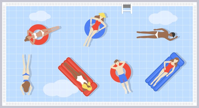 Summer Holiday, Top view Swimming pool vector