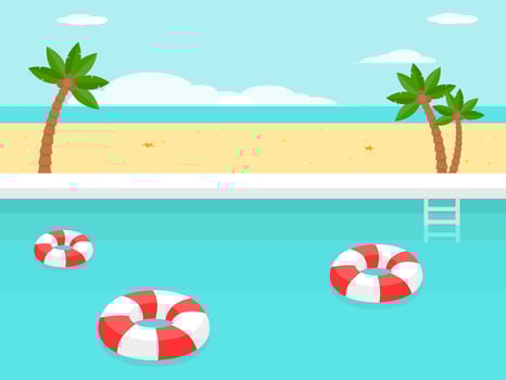 Summer Holiday, Swimming pool beside the sea vector