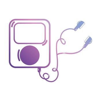line mp3 player to listen music with headphones vector